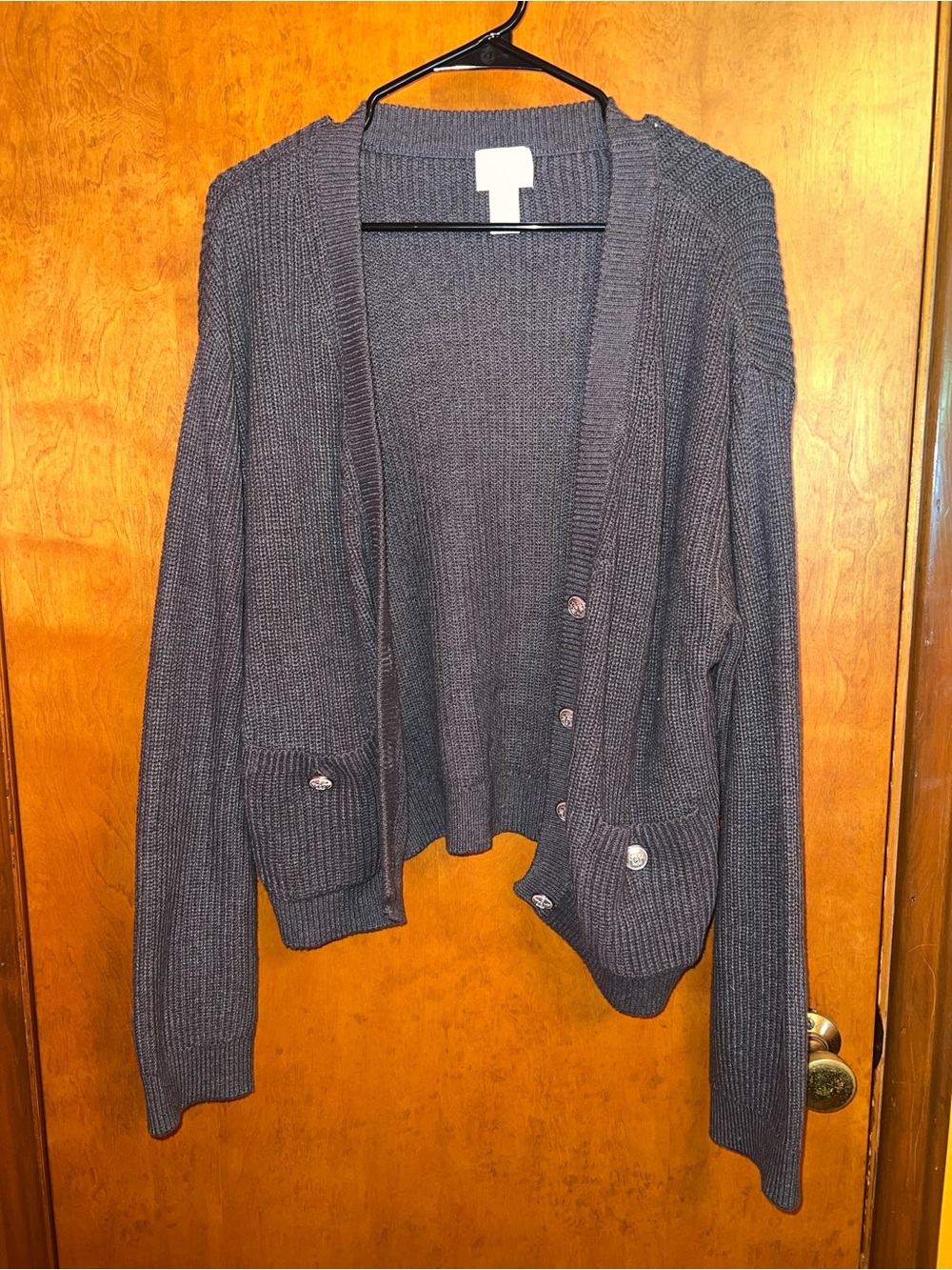 H&M Women's Navy Button-Front Knit Cardigan